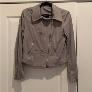 Grey Lulus suede moto jacket